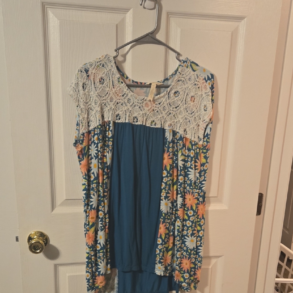 Matilda Jane Blue Floral Dress with Lace